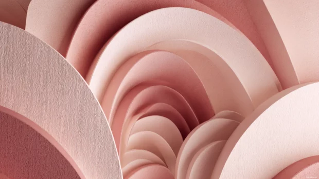 A dreamy pink geometric wallpaper made from layered paper cut inspired forms.
