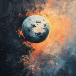 A gentle Earth painted with warm tones in a soft minimal style.