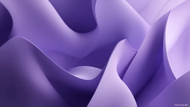 A minimalist background of flowing shapes in pure lavender color with subtle shadows.