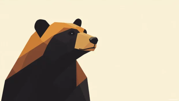 A minimalist bear design using simple shapes and earthy tones for a clean desktop look.