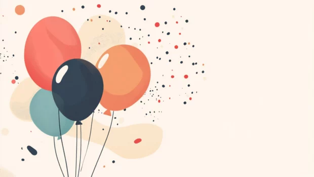A minimalist birthday wallpaper with clean balloon graphics and a simple background.