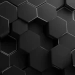 A minimalist black geometric wallpaper displaying thin line hexagon pattern on smooth matte canvas.