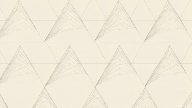 A minimalist geometric desktop wallpaper displaying fine line triangles on smooth ivory background for serenity.