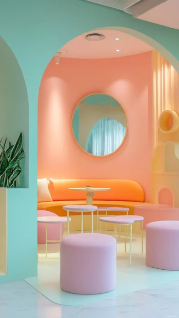 A pastel colored Tokyo theme with playful shapes and light tones for a soft vibe.