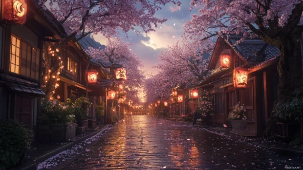 A peaceful Tokyo street surrounded by cherry blossoms, capturing authentic Japan vibes.