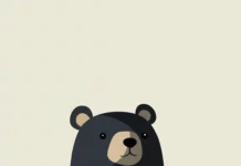 A single aesthetic bear illustrated in minimalist flat style with soft shadows.