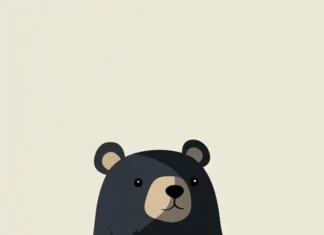 A single aesthetic bear illustrated in minimalist flat style with soft shadows.