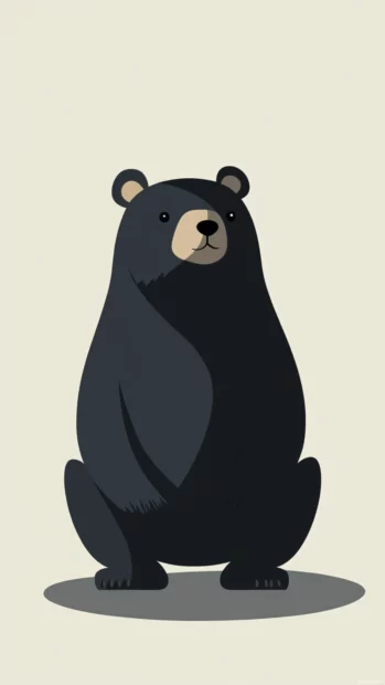 A single aesthetic bear illustrated in minimalist flat style with soft shadows.