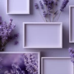 A soft aesthetic lavender digital wallpaper with minimal photo frames and cozy vibes.