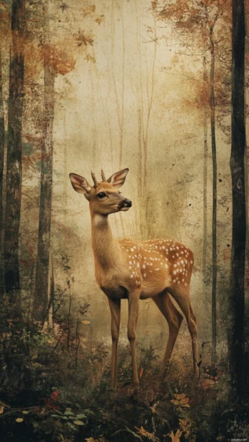 A thoughtful deer in a silent grove.