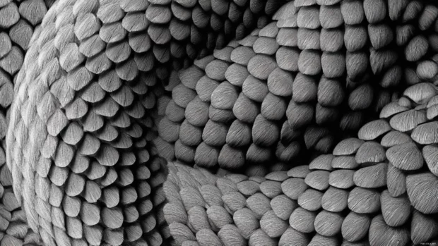 Abstract Black and White Geometric snakeskin texture composed of tessellating scales.