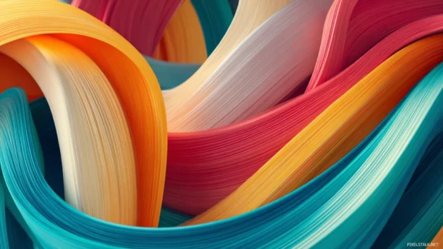 Abstract background built from flowing Geometric ribbons in minimal colors and smooth curves.