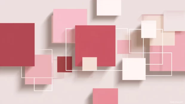 Abstract geometric display with pink rectangles and subtle white outlines.