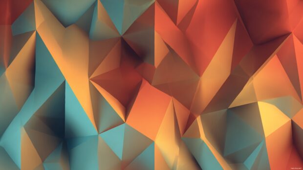 Abstract geometric wallpaper combining sharp triangle shards with smooth curved gradients in bold hues.