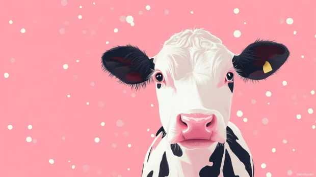 Add personality to your desktop by showcasing pink cow spots design layered with delicate pastel details.