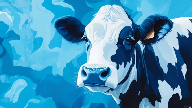Add personality to your display with a creative twist on blue cow print background using organic patterns.
