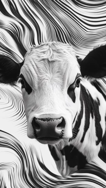 Add vibrancy to your lock screen using monochrome cow spots paired with fluid brush effects and light transitions.