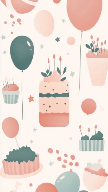 Aesthetic birthday card style layout with pastel tones and cute decorations.