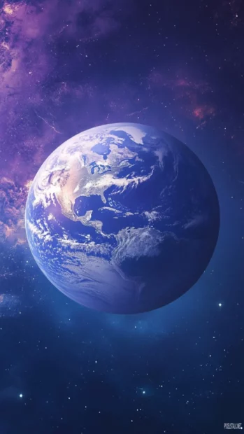 Aesthetic earth iPhone wallpaper with soft pastel color tones and minimal space background.