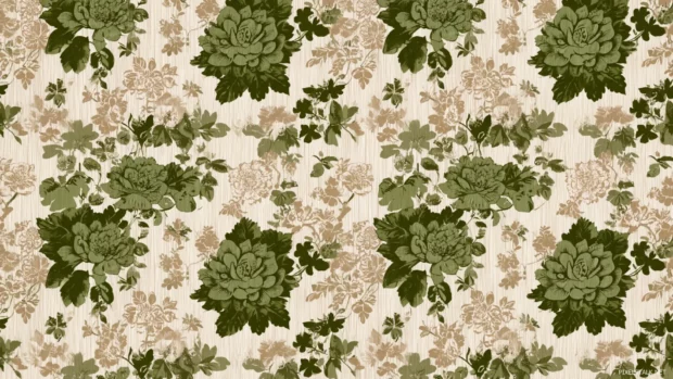 Aesthetic froggy wallpaper blending floral pattern and flat frog silhouettes over a muted cream background.