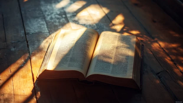 Aesthetic sunlight shining on an open book, perfect for a book lover.