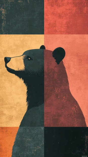 Alternating colored blocks each showing a unique aesthetic bear.