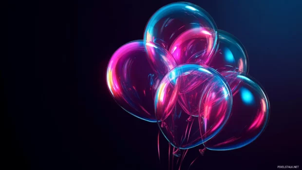 An Android phone wallpaper showing sleek and modern birthday balloons with vibrant highlights.