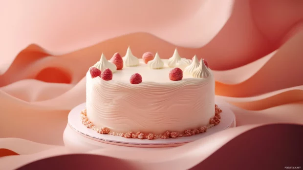 Birthday Cake displayed in a minimal setting with artistic flair.