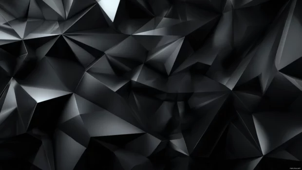Black geometric gradient wallpaper merging smooth gradient transitions within triangular facets across frame.
