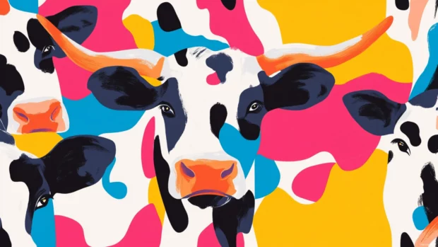 Blend vivid colors and playful shapes to turn vibrant cow print pattern into a statement desktop wallpaper.