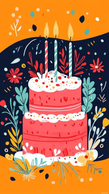 Bold colored birthday with comic style patterns.
