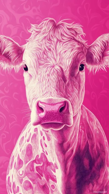 Bring a cool modern edge to your iPhone by merging pink cow themed wallpaper with edgy graphic contrasts.