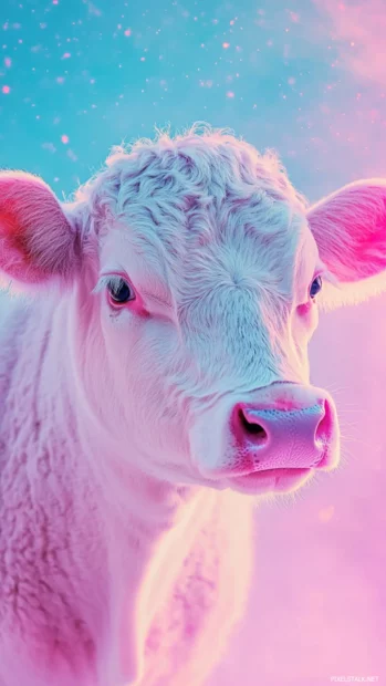 Bring vibrancy to your mobile screen by creating pastel pink cow spots with layered neon highlights.