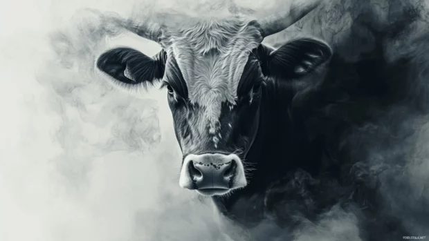 Capture the essence of black and white cow print with sharp contrasts and flowing forms perfect for wide screens.