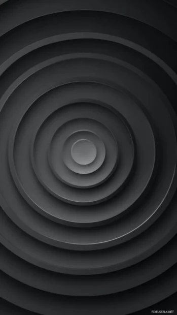 Clean Black Geometric mobile wallpaper with soft concentric rings and dark gradient tones.