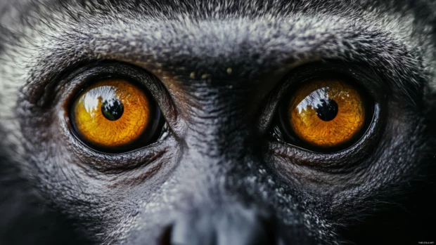 Close up Monkey Wallpaper with expressive Monkey eyes detailed.