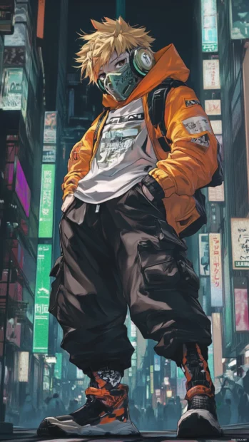 Cool Japanese anime character wallpaper inspired by Tokyo streets and cyberpunk vibe.