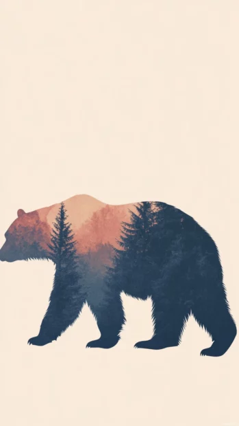 Cool bear wallpaper presenting a simple bear silhouette on a solid pastel background.
