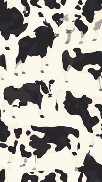 Create a bold and adventurous mobile style centered around sophisticated cow print look with striking contrasts.