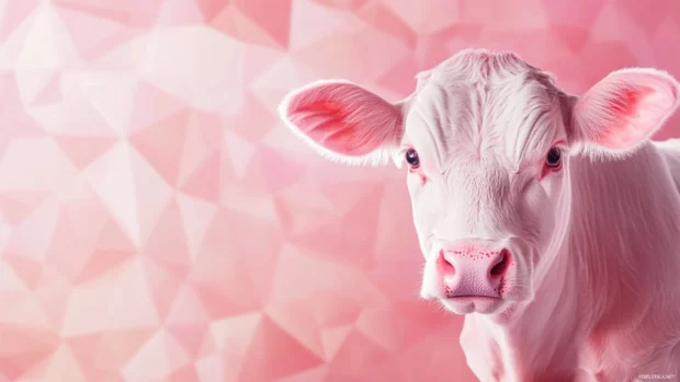 Create a fun and trendy desktop look by merging pink cow print background with sleek geometric accents.
