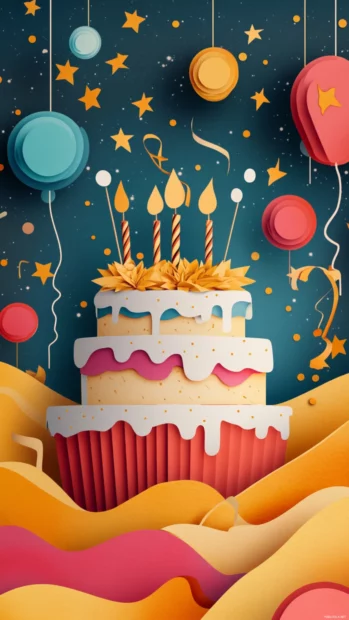 Creative birthday with layered paper cutout effects.
