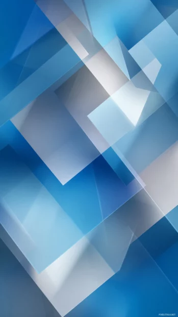 Crystal inspired Blue Geometric background with overlapping shapes and soft shadows.
