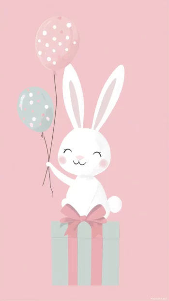 Cute bunny themed birthday with pastel background.