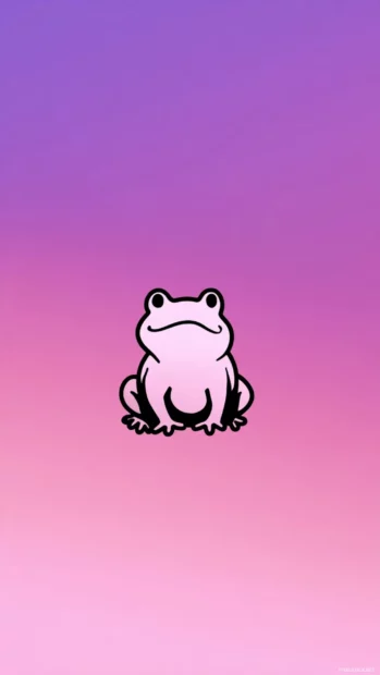 Cute frog wallpaper 4k flat style for phone with a minimal frog outline over soft pink gradient background.