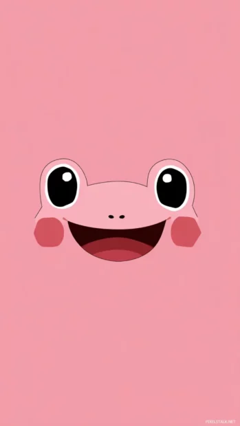Cute froggy backgrounds hd mobile wallpaper illustrating a smiling frog face with blush and simple geometric shapes.