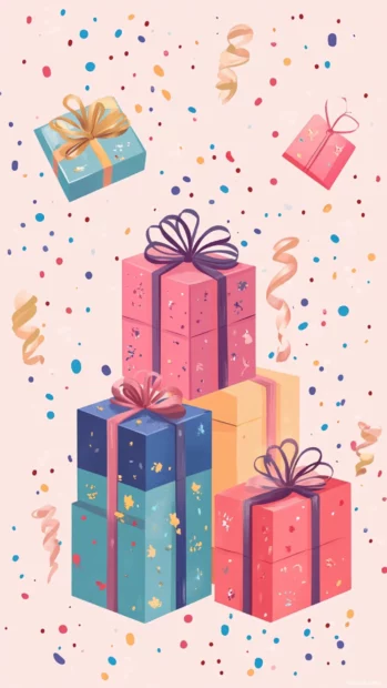 Cute gift boxes arranged for an aesthetic birthday celebration.