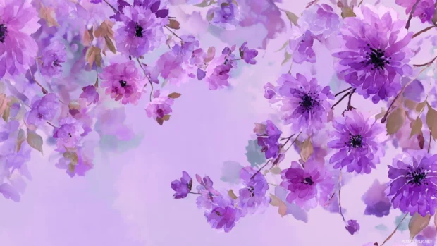Delicate floral pattern blended with watercolor style lavender color background.
