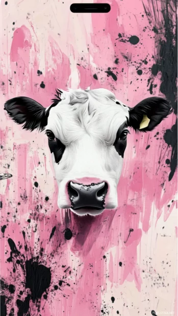 Deliver an artistic feel to your iPhone by combining pink cow abstract design with delicate ink textures.