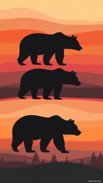 Diagonal stripes of aesthetic bear silhouettes fading softly.