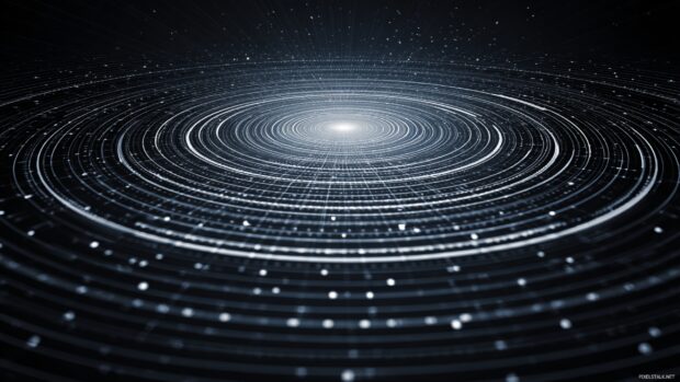 Dynamic Geometric background with rotating concentric circles and dotted grids for a tech inspired look.